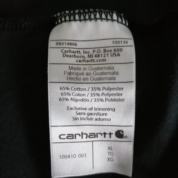 Carharrt Mens Black Crew Neck Short Sleeve Relaxed Fit Casual T-Shirt Size XL - Picture 6 of 7